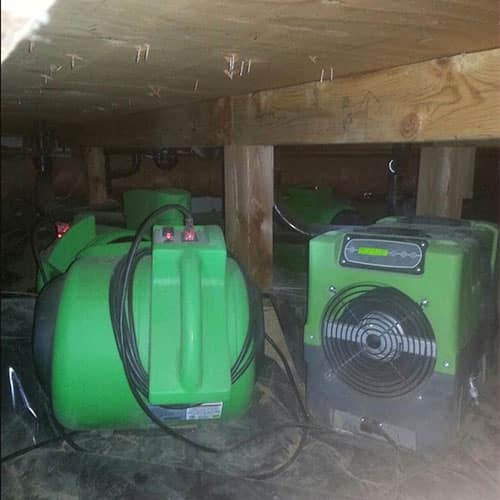 crawl space water restoration started on a home in Boise Idaho with blower fans