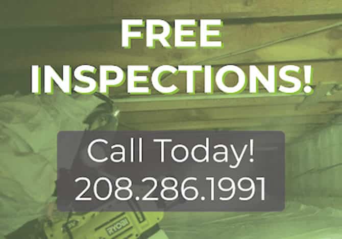 Crawl space with free inspections words over the image