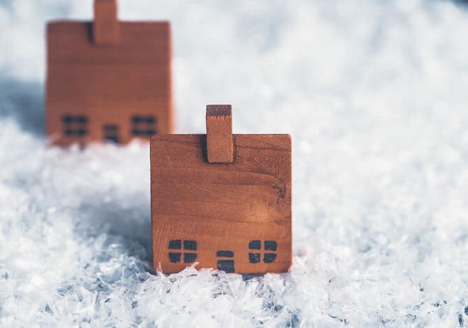 Snow covered houses